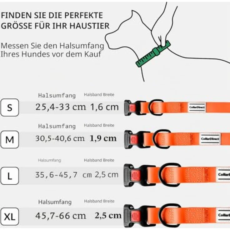 CollarDirect Wasserdichtes Hundehalsband, Verstellbar aus Silikon & Kunststoff, Geruchsresistent, Leicht zu Reinigen, Sicherheitsverschluss, Orange, L (35-45 cm) – Bild 5