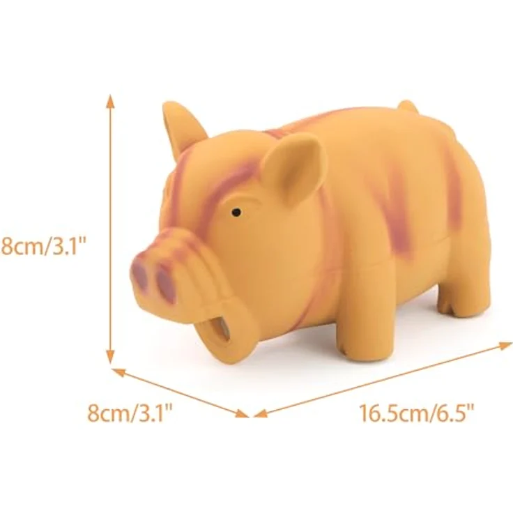 Chiwava Quitschendes Hundespielzeug 2er Set, Latex Schwein mit Grunzgeräusch, 16,5 cm für mittelgroße Hunde bis 25 kg – Bild 4