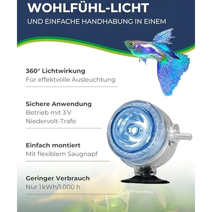 Hobby Aqua Bubble Air Spot Moon, tauchfähiger Hochleistungs-LED-Spot mit Diffusionsfunktion für Aquarienbeleuchtung – Bild 3