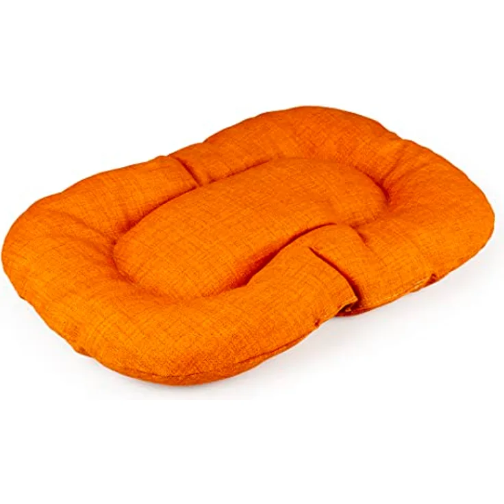 DUVO+ Tierkissen oval gesteppt, Hundekissen mit dickem Rand und zusätzlicher Polsterung, tangerine orange
