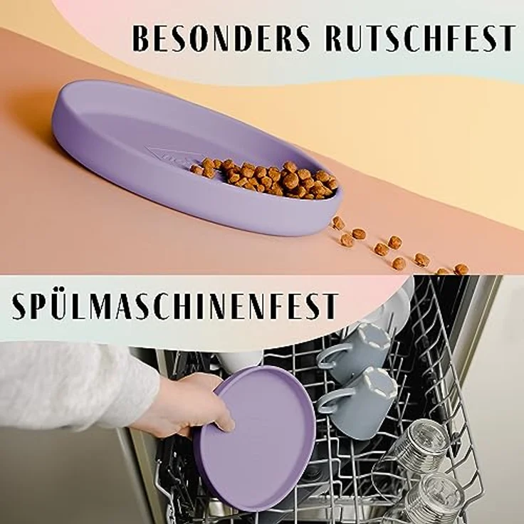 ne&no Nala Collection Flach Katzennapf, Silikon Futternapf in modernen Farben, extra flach und rutschfest – Bild 3