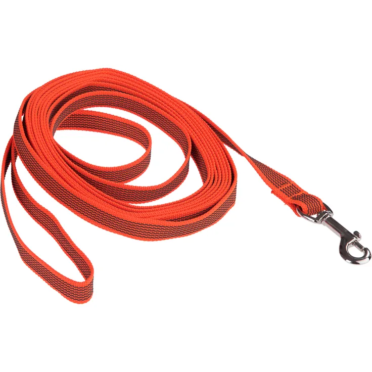 Heim Suchleine Super-Grip, leuchtorange - 5 m lang, 20 mm breit, rutschfester Halt, witterungsbeständig, rostfreier Karabiner