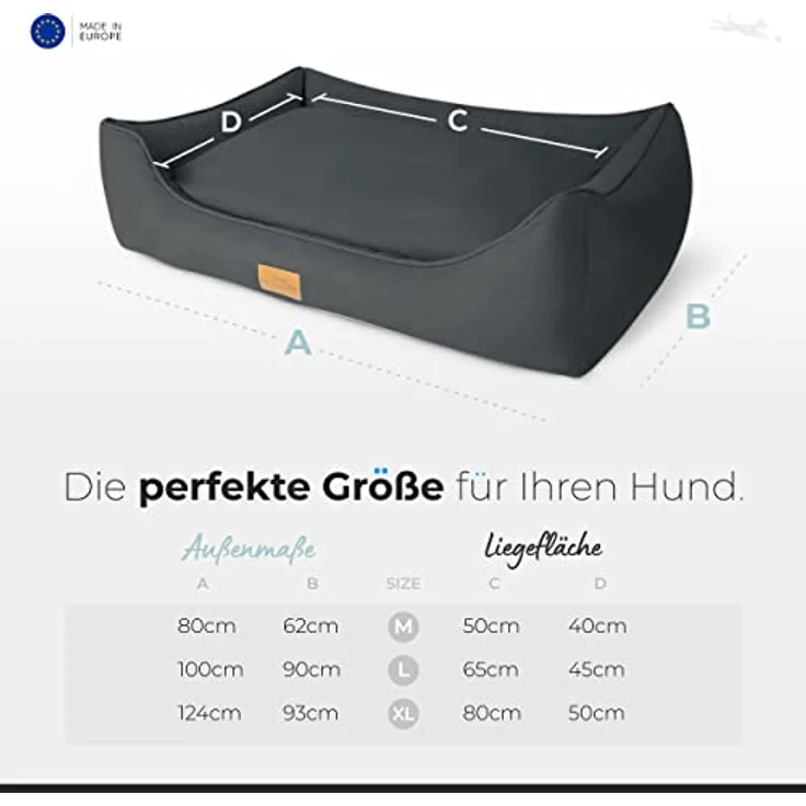 FREUDENTIER Hundebett orthopädisch XXL Kunstleder, waschbar, ergonomisches Hundesofa mit herausnehmbarem Liegekissen für kleine, mittelgroße & große Hunde – Bild 5