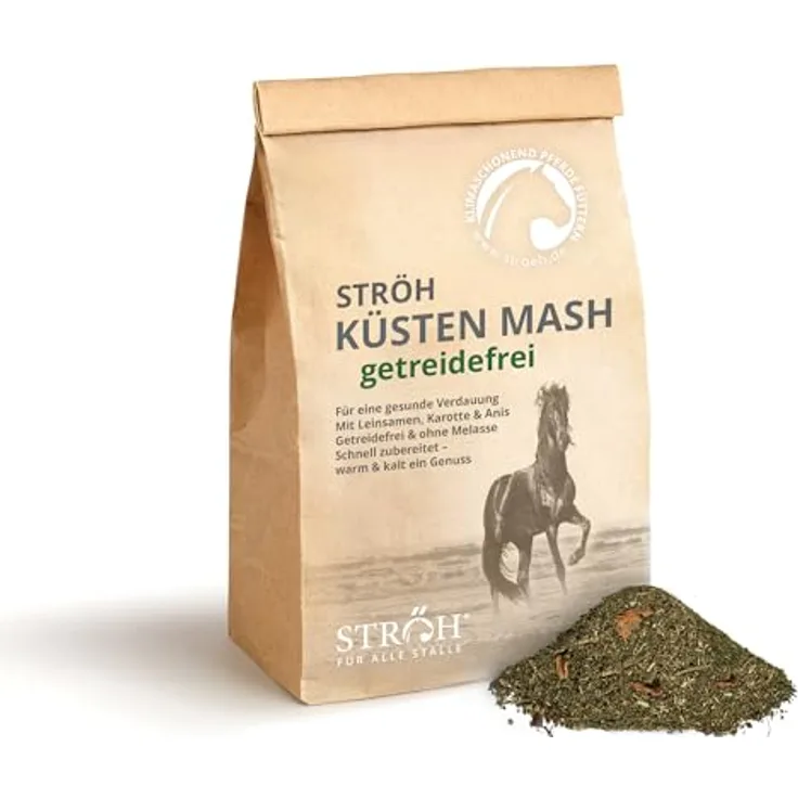 STRÖH Küsten Mash, getreidefreies Pferdefutter für gesunde Verdauung, 15 kg Papiertüte