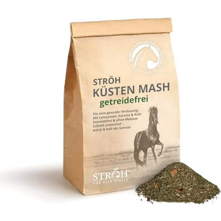 STRÖH Küsten Mash, getreidefreies Pferdefutter für gesunde Verdauung, 15 kg Papiertüte – Bild 1
