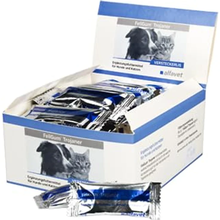 Alfavet FeliGum Trojaner Doppelpack | 2 x 30 x 10 g | Ergänzungsfuttermittel für Katzen und Hunde | Weiche Konsistenz zum Verstecken von Medikamenten – Bild 2