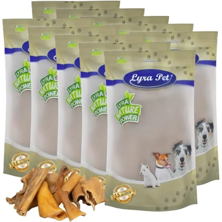 Lyra Pet® Rinderkopfhaut Abschnitte, 10 kg getrockneter Kausnack für Hunde, 4-8 cm, proteinreich und fettarm – Bild 1