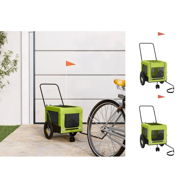 vidaXL Hunde-Transportbox Fahrradanhänger Schwarz Oxford-Gewebe Eisen, mit PVC-Dach und belastbarer Platte – Bild 1