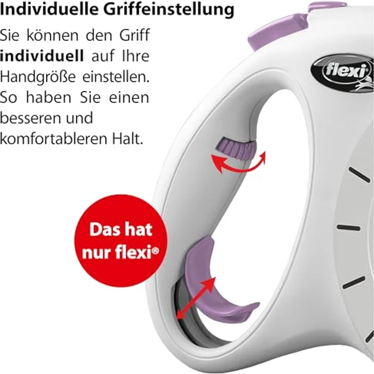 flexi® Select M Roll-Leine, 0-7 m längenverstellbar für Hunde bis 25 kg, grau/lila mit einstellbarem Griff und komfortablem Bremssystem – Bild 3