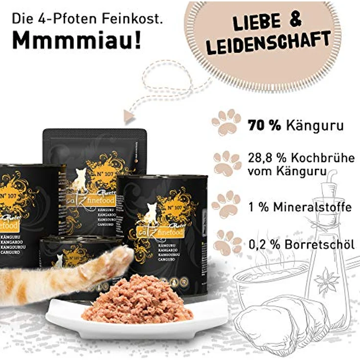 Catz finefood Purrrr No.107, Monoprotein Katzen-Nassfutter mit gut verträglichem Känguru, 85 g, ohne Getreide und Zucker – Bild 3