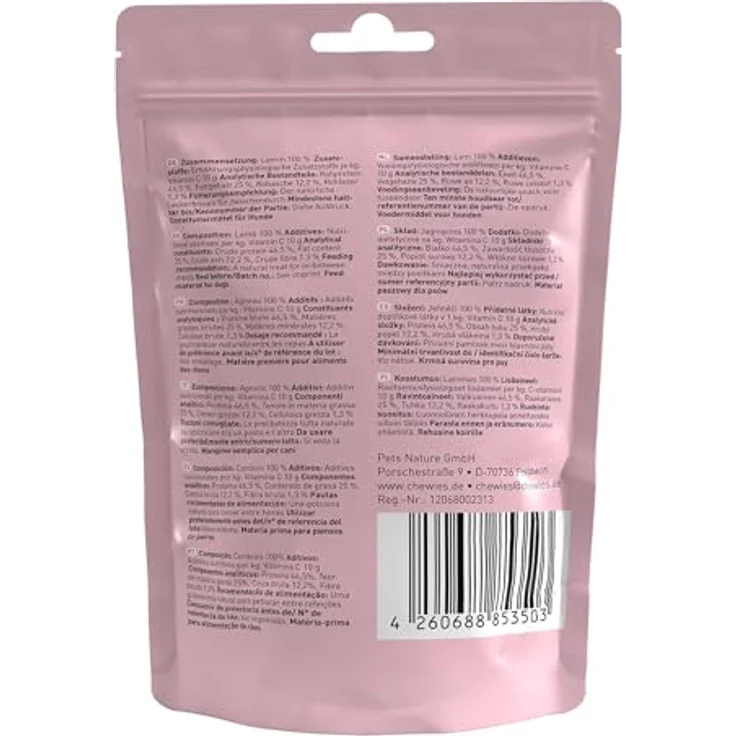 Chewies Fleischstreifen MINI Hundeleckerli 100% Lammfleisch, 4 x 70 g, hypoallergen & getreidefrei, luftgetrocknete Kaustreifen für kleine Hunde – Bild 2