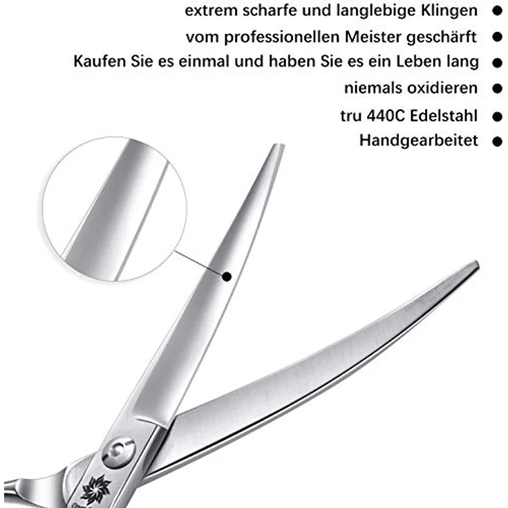 Dream Reach 6,5 Inch Gebogene Hundeschere, 440C Edelstahl Fellschere für Hunde und Katzen mit Geschenkbox (Schwarz) – Bild 4