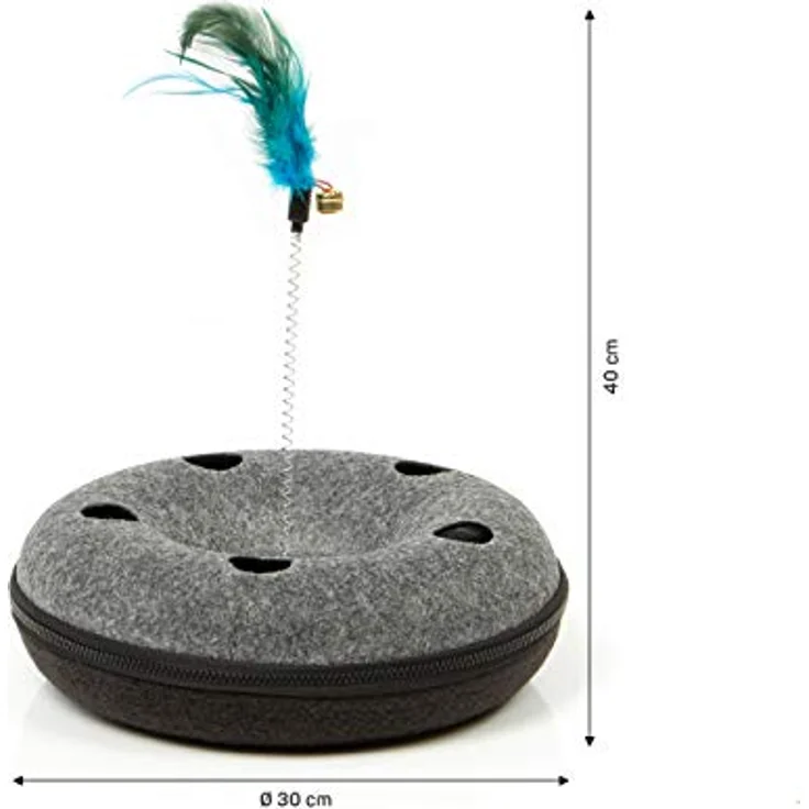 CanadianCat Company Katzenspielzeug Sputnik, interaktives Futterspielzeug für Katzen, fördert Sinne, 30 x 30 x 40 cm, hochwertige Verarbeitung aus Filz – Bild 3