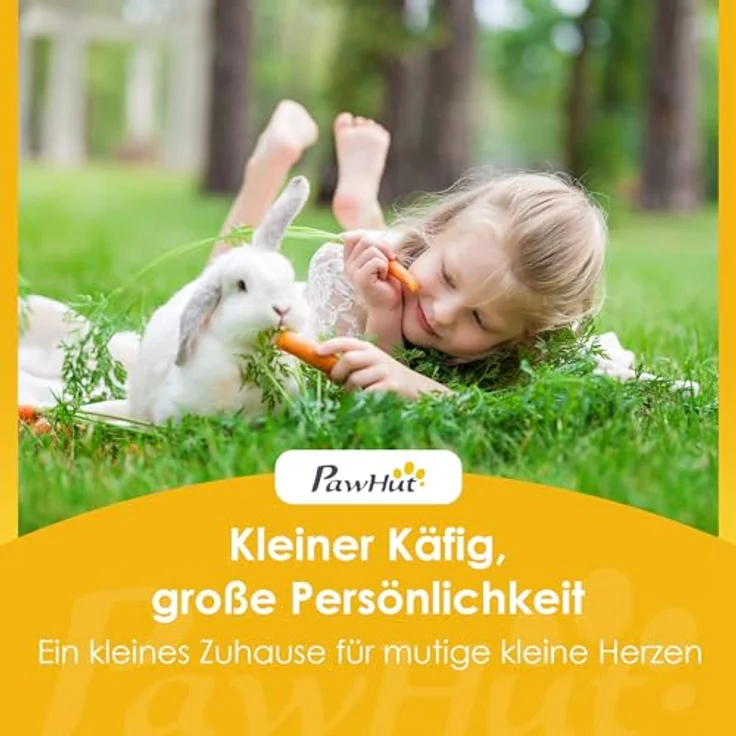 PawHut Kleintierstall Kaninchenstall für 2-4 Zwergkaninchen, Holz mit 2 Türen und Unterstand, 180,4 x 150 x 48 cm, Grau – Bild 9