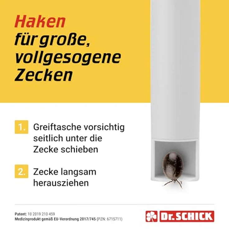 Dr. Schick Zeckenzange Ultra Chirurgenstahl, 2-in-1 Zeckenhaken & Zeckengreifer für Hunde, Katzen & Co., patentierter Mechanismus zur einfachen Zeckenentfernung – Bild 3