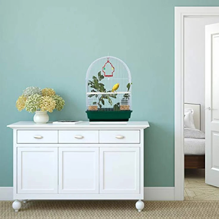 Relaxdays Vogelkäfig und Voliere, Innenbereich Käfig mit verstellbaren Sitzstangen und Hängeschaukel, herausnehmbarer Boden – Bild 2