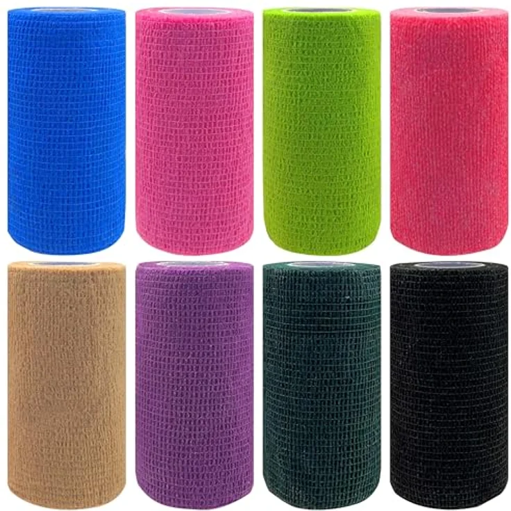 NELLHOMY 8 Rollen Selbstklebender Verband Bandage, 10cm x 4,5m, atmungsaktive und elastische Fixierbinde für Sport und Haustiere, selbsthaftend und wasserfest – Bild 1