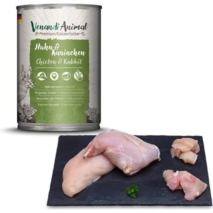 Venandi Premium Nassfutter für Katzen Huhn & Kaninchen 6 x 400g, getreidefrei mit hohem Fleischanteil – Bild 2