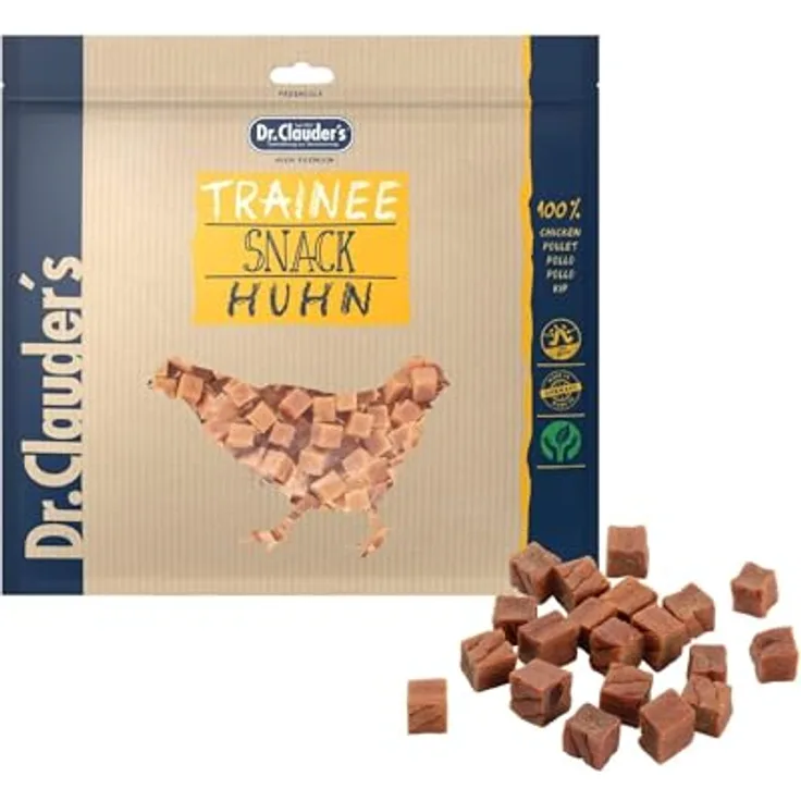 Dr.Clauder's Trainee Snack, leicht verdauliche Hundesnacks aus 95% Huhn mit Inulin, 500g Frischebeutel
