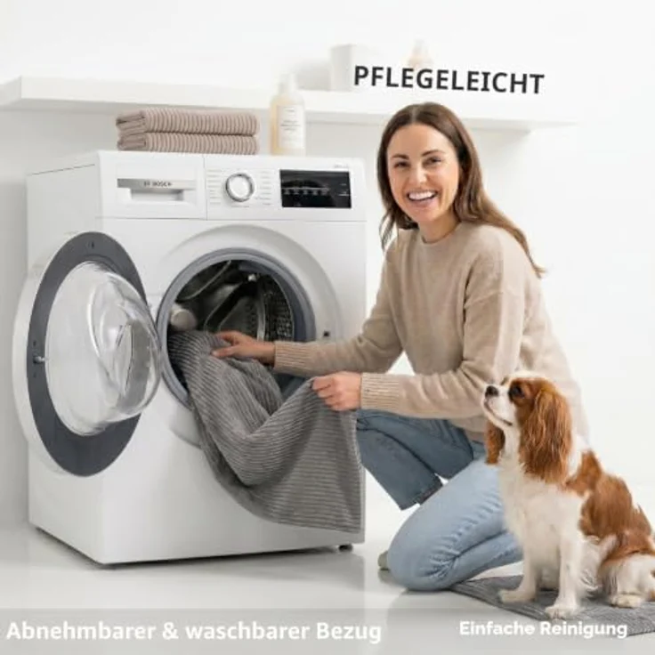 4L Textil Molly Hundebett, waschbares Hundekissen aus Cord, beidseitig nutzbar, für kleine und mittelgroße Hunde – Bild 5