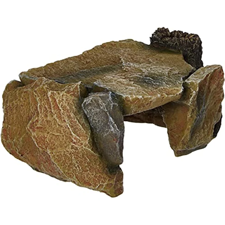 Trixie Aquariendekoration Felsplateau mit Baumstamm, langlebig aus Polyesterharz, 16,5x25x9,5 cm, auch für Terrarien geeignet – Bild 2