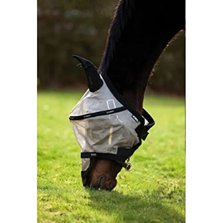 Horseware Amigo Fliegenmaske, Silber, PVC-beschichtetes Polyester, fleecegefüttert, breiter Klettverschluss