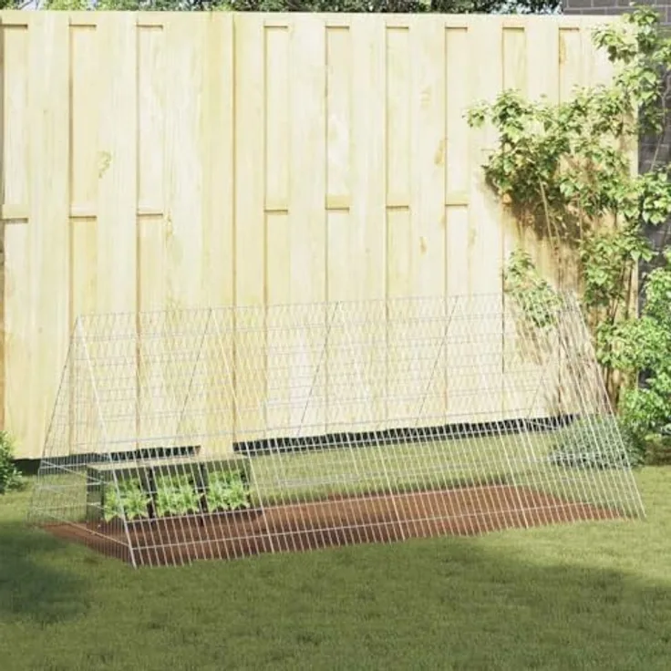 vidaXL Hasenkäfig Silber 215 x 100 x 85 cm, Verzinkter Stahl mit modernem Design und robustem Wetterschutz für Garten und Terrasse