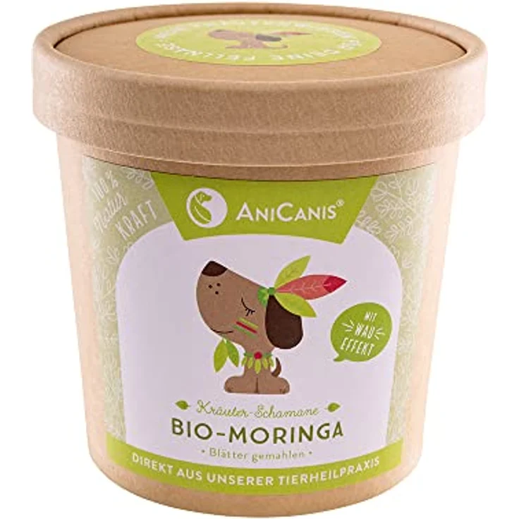AniCanis Bio Moringablätter für Hunde & Katzen, Moringa Pulver zur Unterstützung des Immunsystems, 100% natürliche Nährstoffe, 100g – Bild 1