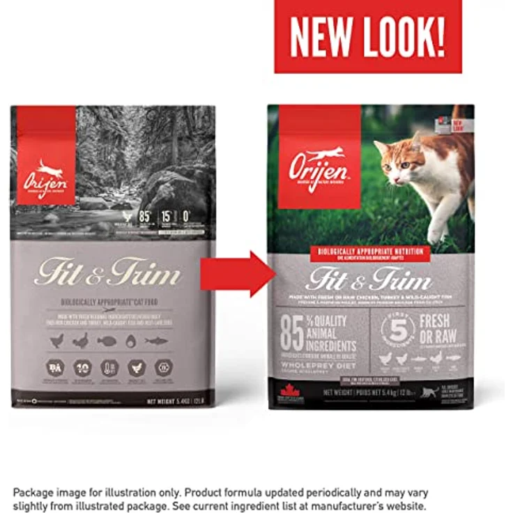 Orijen Cat Fit und Trim, Getreidefreies Katzen-Trockenfutter mit niedrigem Fett- und Kohlenhydratgehalt, 1,8 kg – Bild 2