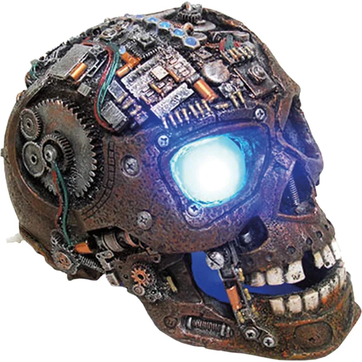 Nobby Aqua Ornaments Cyborg Schädel, Aquariumdekoration mit LED-Beleuchtung aus ungiftigem Polyresin – Bild 1