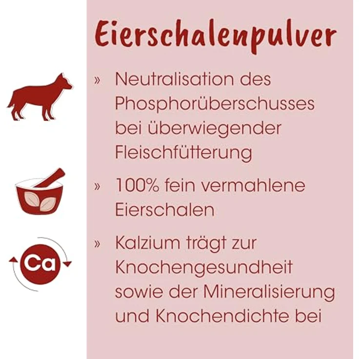 cdVet Fit-BARF Eierschalenpulver, 1 kg, natürliche Kalziumquelle zur Ergänzung bei rohem Fleisch – Bild 2
