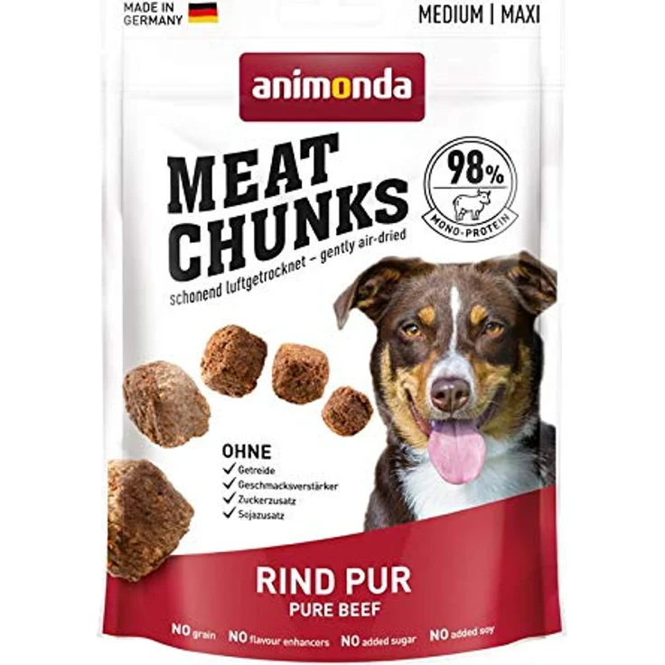 animonda GranCarno Meat Chunks, Hundesnack mit 100% Rind, getreidefrei, 80g – Bild 2