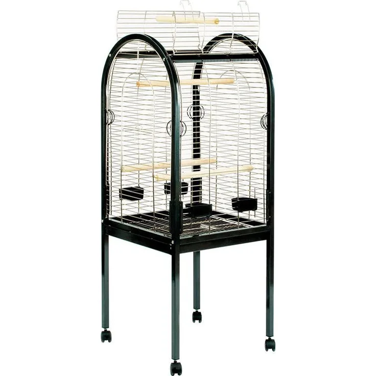 Duvoplus Papageienkäfig Junior, stabiler Vogelkäfig mit Plexiglasunterseite und vier Sitzstangen, ideal für einen Papagei