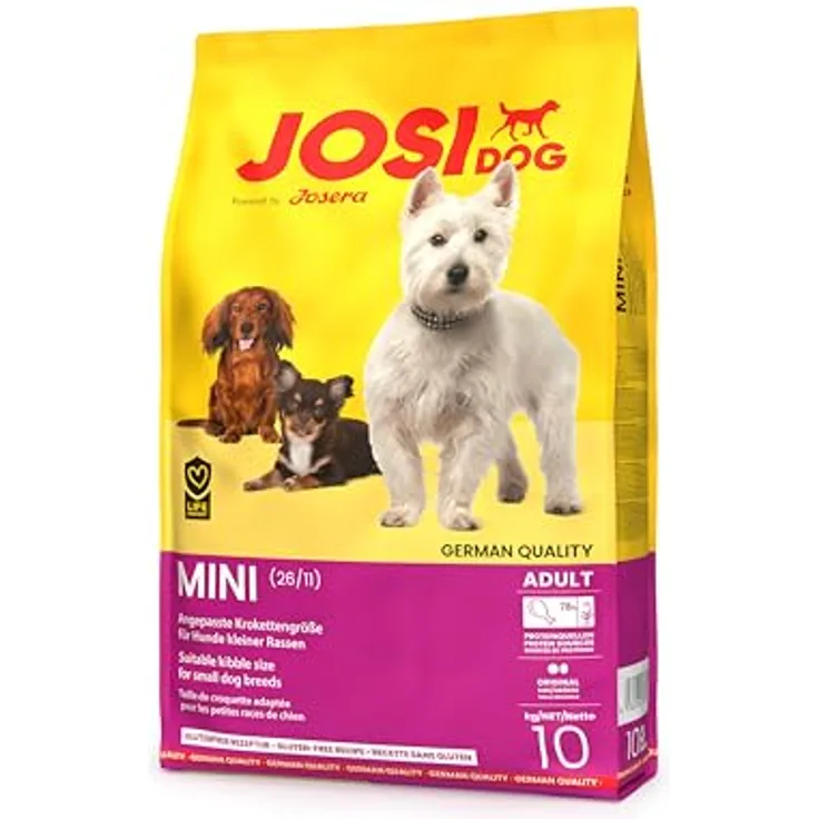 JosiDog Mini Trockenfutter, Sparpaket 2 x 10 kg, glutenfrei, reich an Proteinen und Antioxidantien, für kleine Hunde