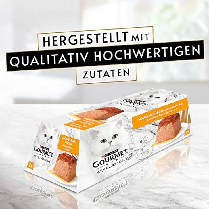 Gourmet Revelations Mousse, Katzenfutter nass in Sauce, Huhn & Rind, 48er Pack (48 x 57g), 100% komplett und ausgewogen, ohne Konservierungsstoffe – Bild 3