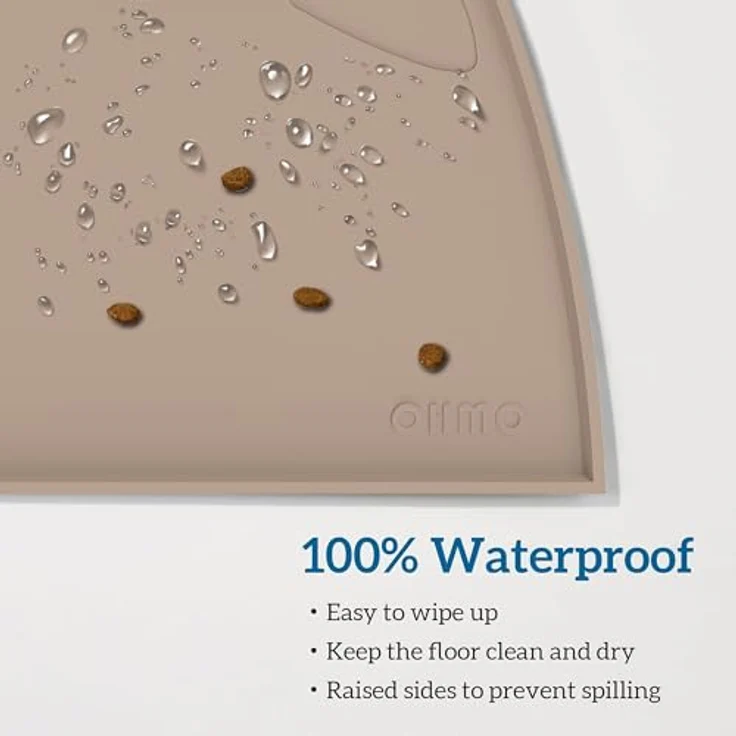 OHMO Napfunterlage für Kleine Hunde und Katzen, rutschfeste Silikonmatte, wasserdicht, beige, 52x30 cm – Bild 4
