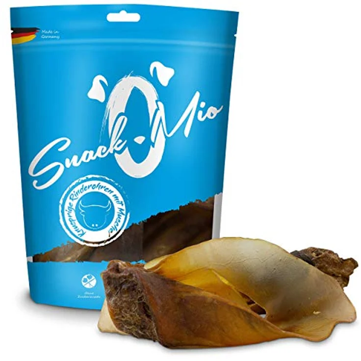 SnackOMio Premium Hundesnack, knusprige Rinderohren mit Muschel, getreidefrei, lufttrocknet, 1 Packung (650g) – Bild 2