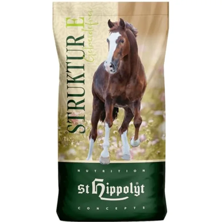 St. Hippolyt Struktur E, Getreidefreies Ergänzungsfuttermittel für Pferde, 15 kg, glutenfrei und stärke- sowie zuckerreduziert mit 30 Kräutern und wertvollen Fettsäuren