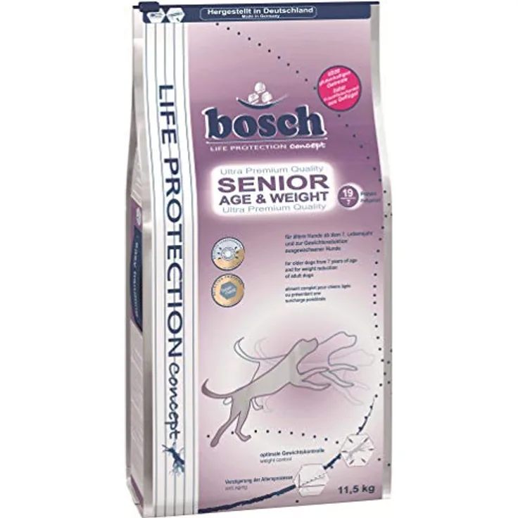 Bosch Senior Age & Weight, Hundefutter für Senior-Hunde, 11,5 kg, mit frischem Geflügel und hohem Ballaststoffanteil