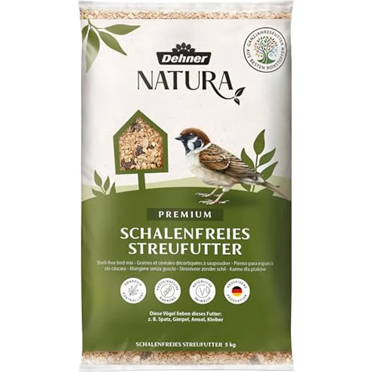 Dehner Natura Premium Wildvogelfutter, schalenfreies Ganzjahresfutter, protein- und energiereich, 5 kg