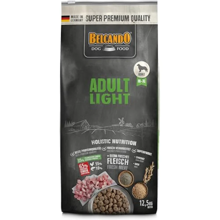 BELCANDO Adult Light, Trockenfutter für übergewichtige Hunde, Alleinfuttermittel, 12,5 kg, mit 30% frischem Geflügel, hoher Rohfaseranteil, hergestellt in Deutschland – Bild 1