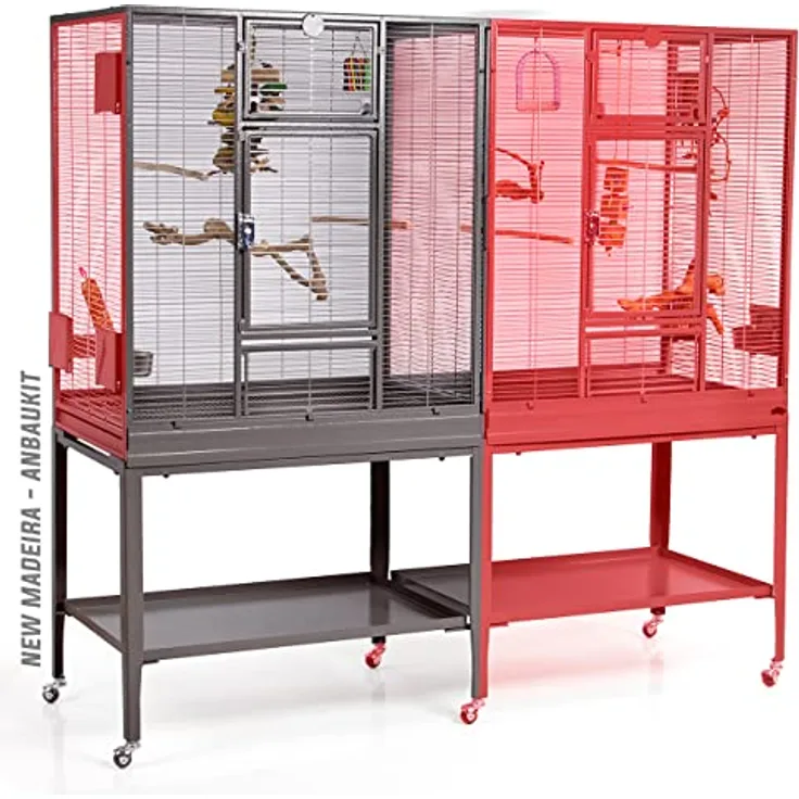 Montana Cages Erweiterungs-Modul für Sittichvoliere New Madeira Antik, 85 x 54 cm, inkl. Trennwand und Rollständer