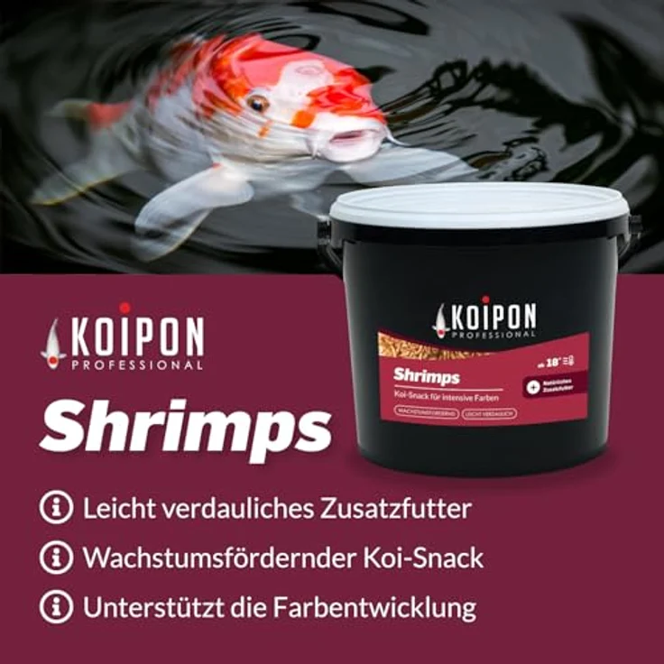 KOIPON Shrimps 2,5 L, getrocknetes Süßwassergarnelen-Naturfutter für Koi mit hohem Proteingehalt zur Verbesserung der Farbintensität und Gesundheit – Bild 5