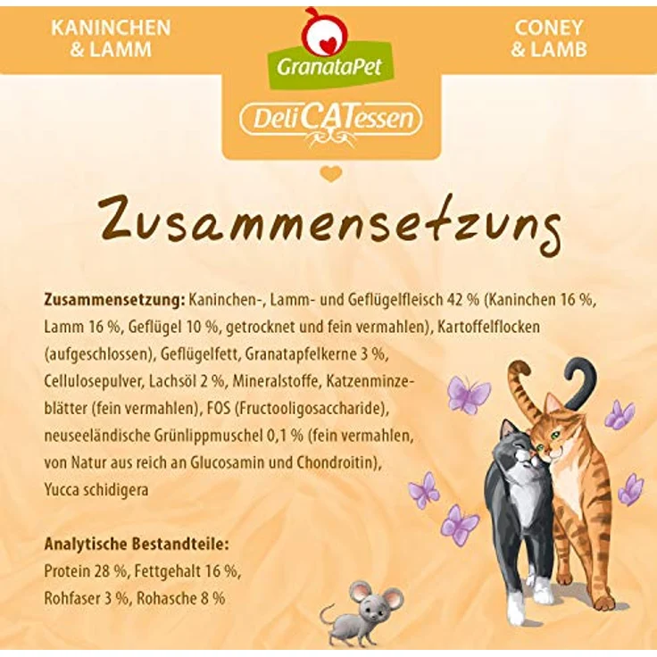 GranataPet DeliCatessen Kaninchen & Lamm Adult, Trockenfutter für Katzen, getreidefrei, ohne Zuckerzusätze, 9 kg – Bild 4