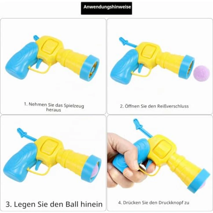 QWORK® Interaktives Katzenspielset, Katzenspielballwerfer mit 100 bunten Pompons, für Indoor-Training und natürliche Jagdinstinkte – Bild 3