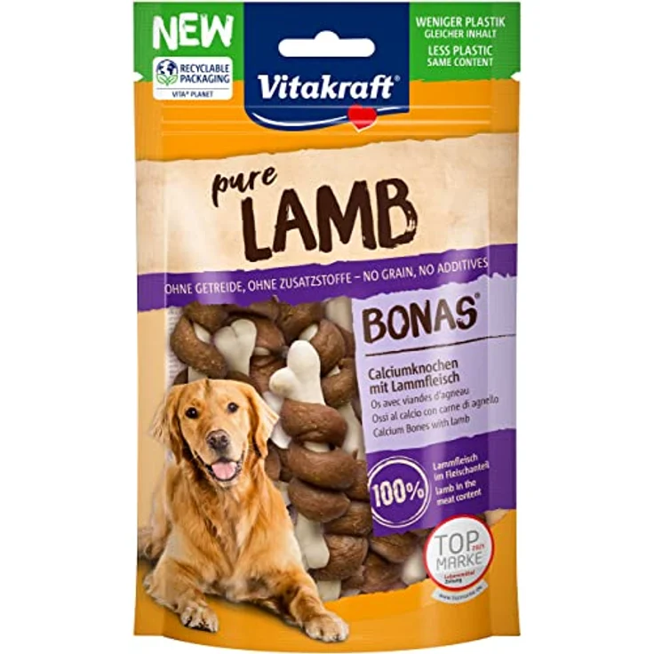 Vitakraft LAMB Bonas Calciumknochen, zuckerfreie Hundesnacks ohne Zusätze, 80g – Bild 1