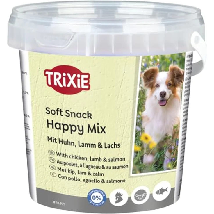 TRIXIE Soft Snack Happy Mix, 500g Eimer, glutenfreier Hundesnack aus Huhn, ideale Belohnung für empfindliche Hunde – Bild 1