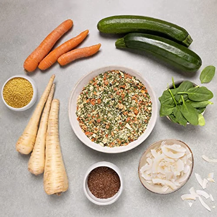 naftie Bio Hundeflocken Hundemüsli Vital mit Gemüse, glutenfreier Flocken-Mix mit Hirse-, Kokos- und Karottenflocken, vegan, 1kg – Bild 2