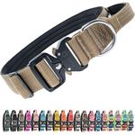 TSPRO Premium Hundehalsband mit Griff, Dickes verstellbares taktisches Halsband mit Schnellverschluss Metallschnalle für mittelgroße bis große Hunde, Khaki L