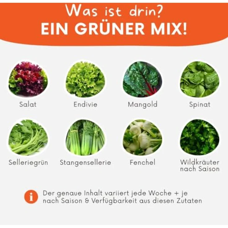 Knollenliebe Grünschmaus Kleintierbox 5 kg, frisches Salat- & Blattgemüse für Kaninchen und Meerschweinchen, wöchentlich saisonal zusammengestellt – Bild 2